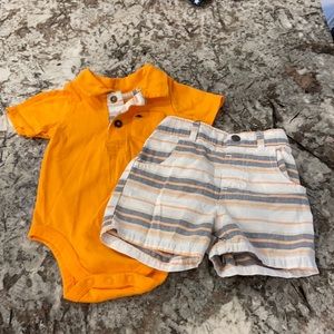 Orange and gray preppy matching boys set